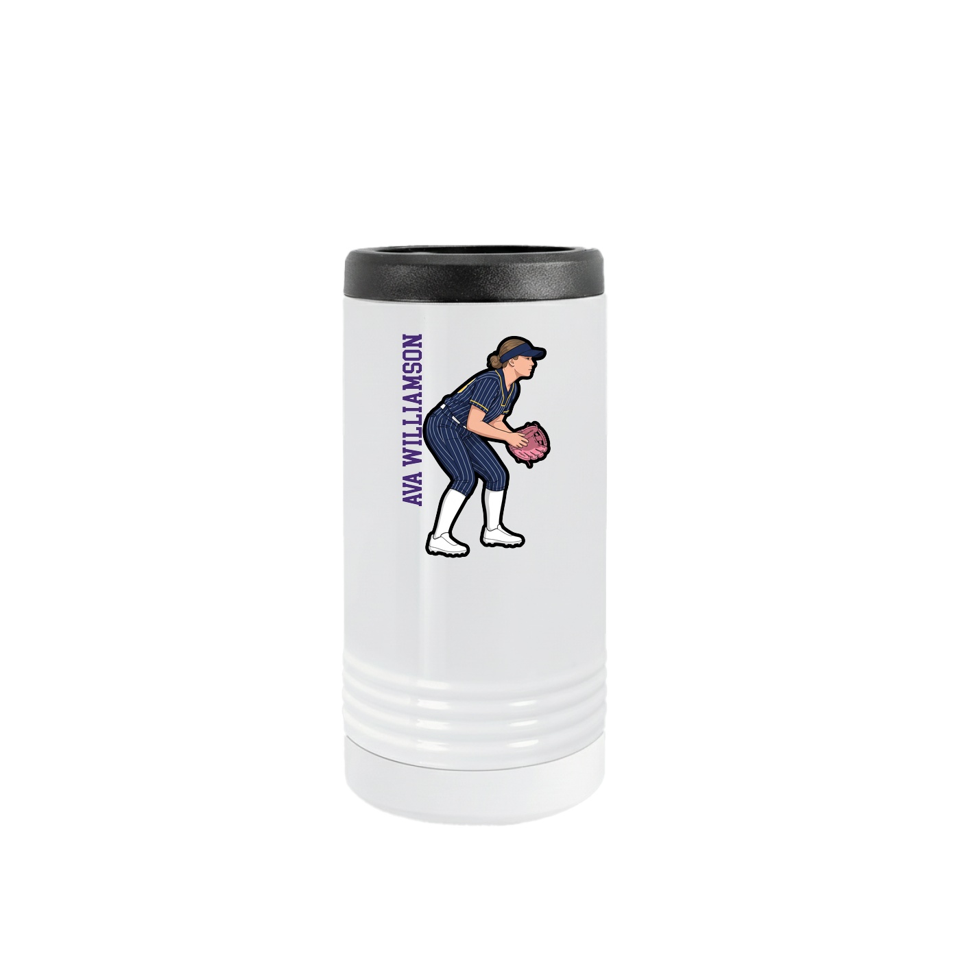 Slim Beverage Holder — Name Vertical in White
