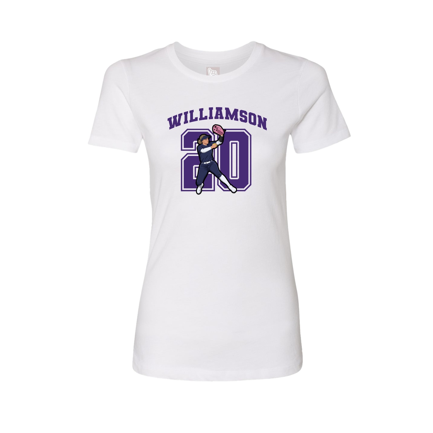 Fitted Women's Tee — Number in White
