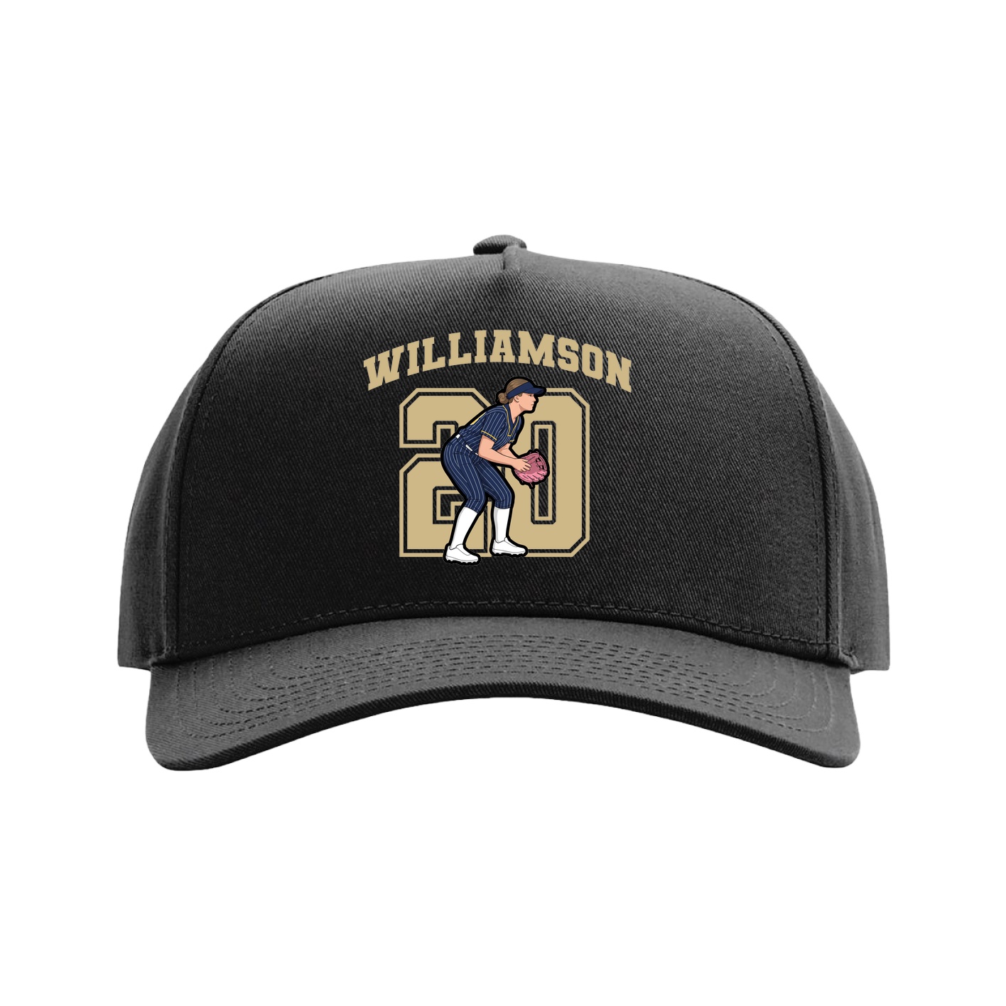 Full Fabric Five-Panel Champ Cap — Number in Black