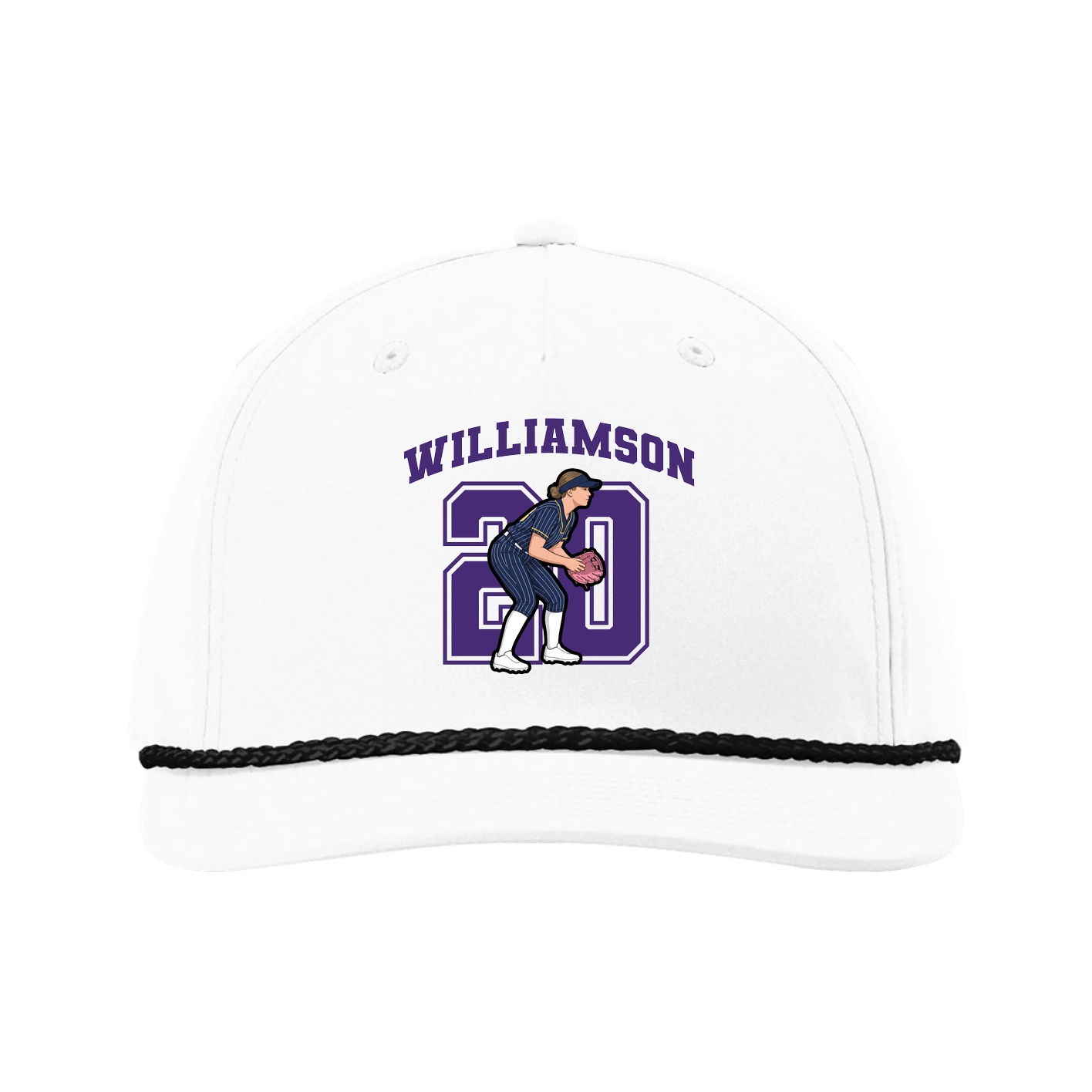 Five-Panel Classic Rope Cap — Number in White