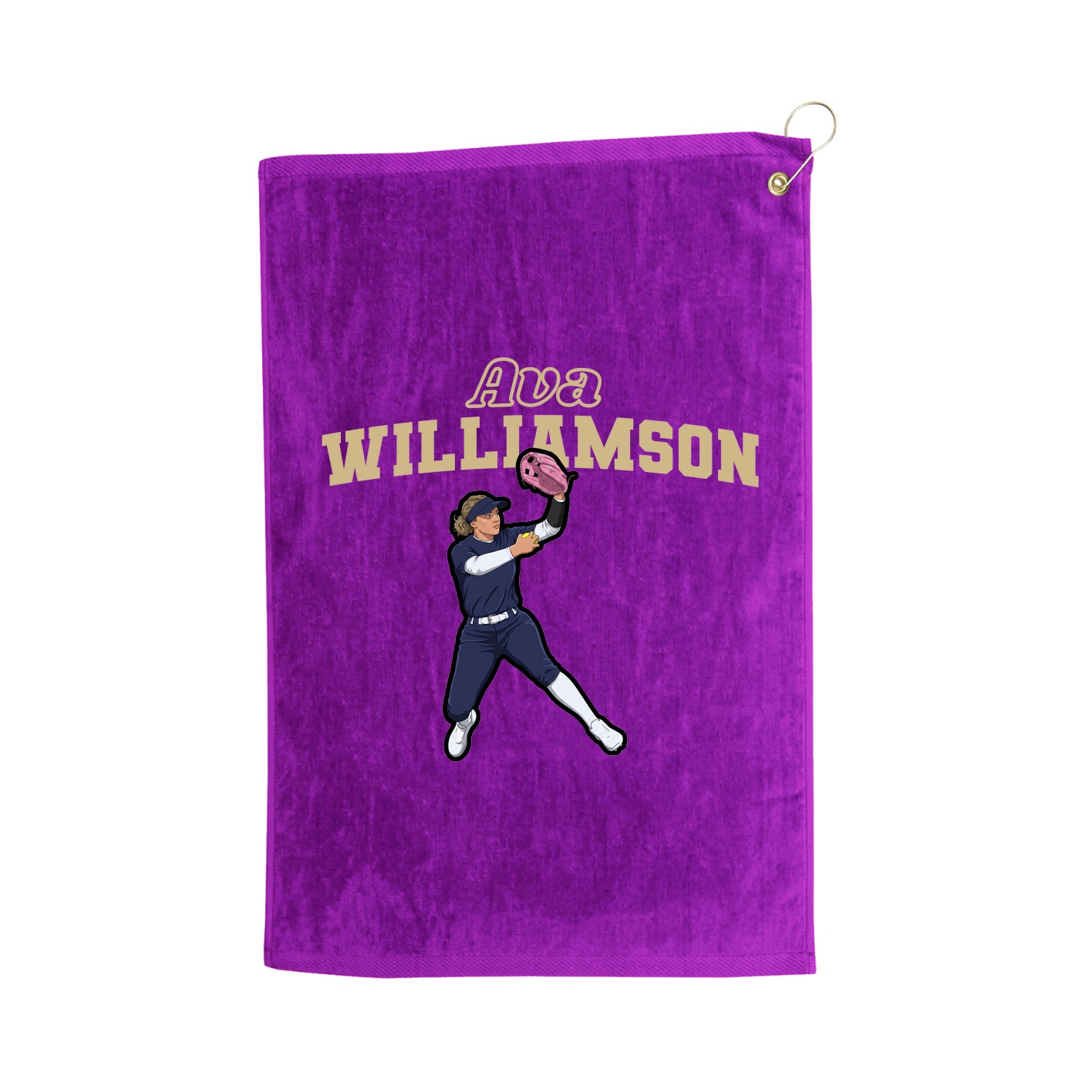 Golf Towel — Name Arch in Purple