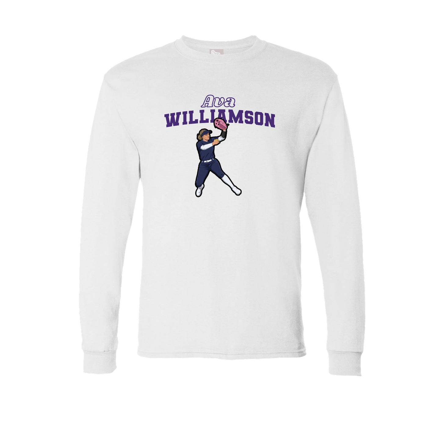 Long Sleeve Tee — Name Arch in White