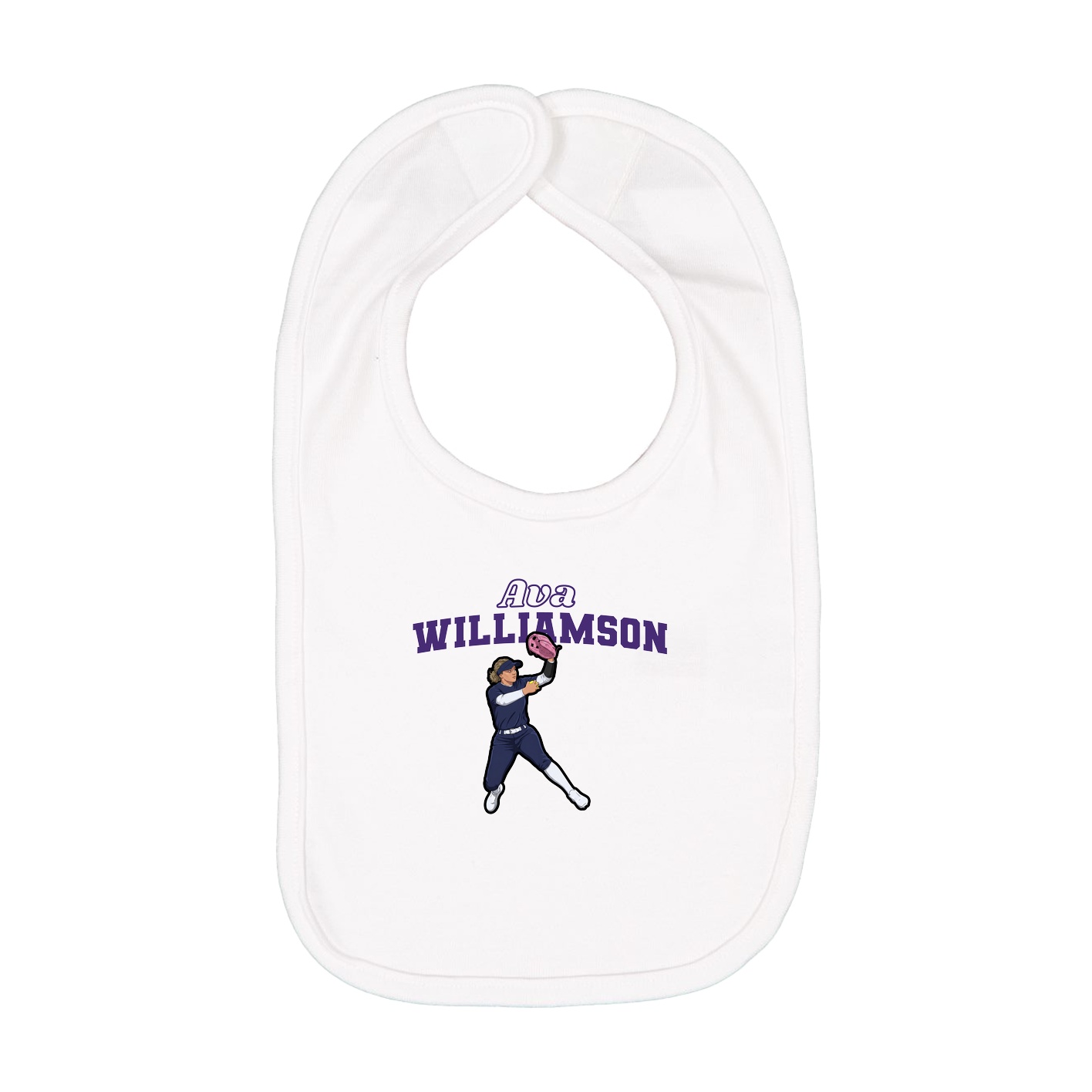 Infant Bib — Name Arch in White