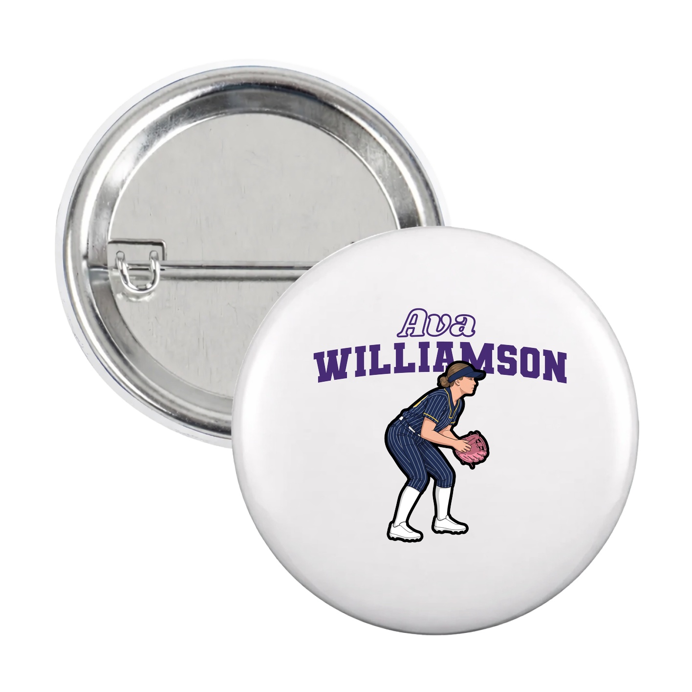 Game Day Button — Name Arch in White