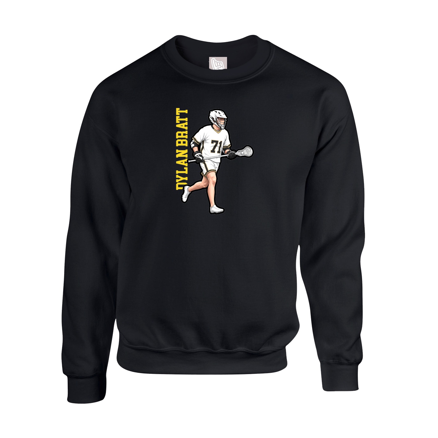 Fleece Crew — Name Vertical in Black