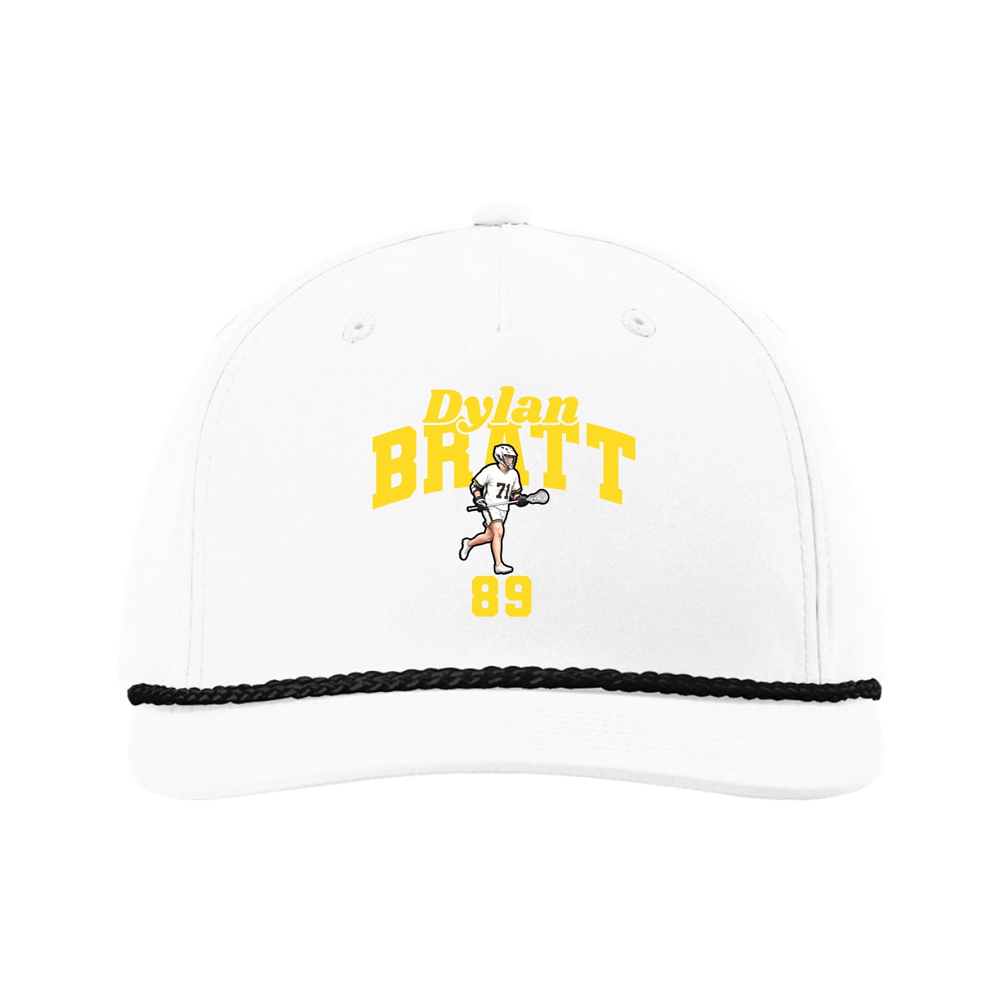 Five-Panel Classic Rope Cap — Signature Arch in White