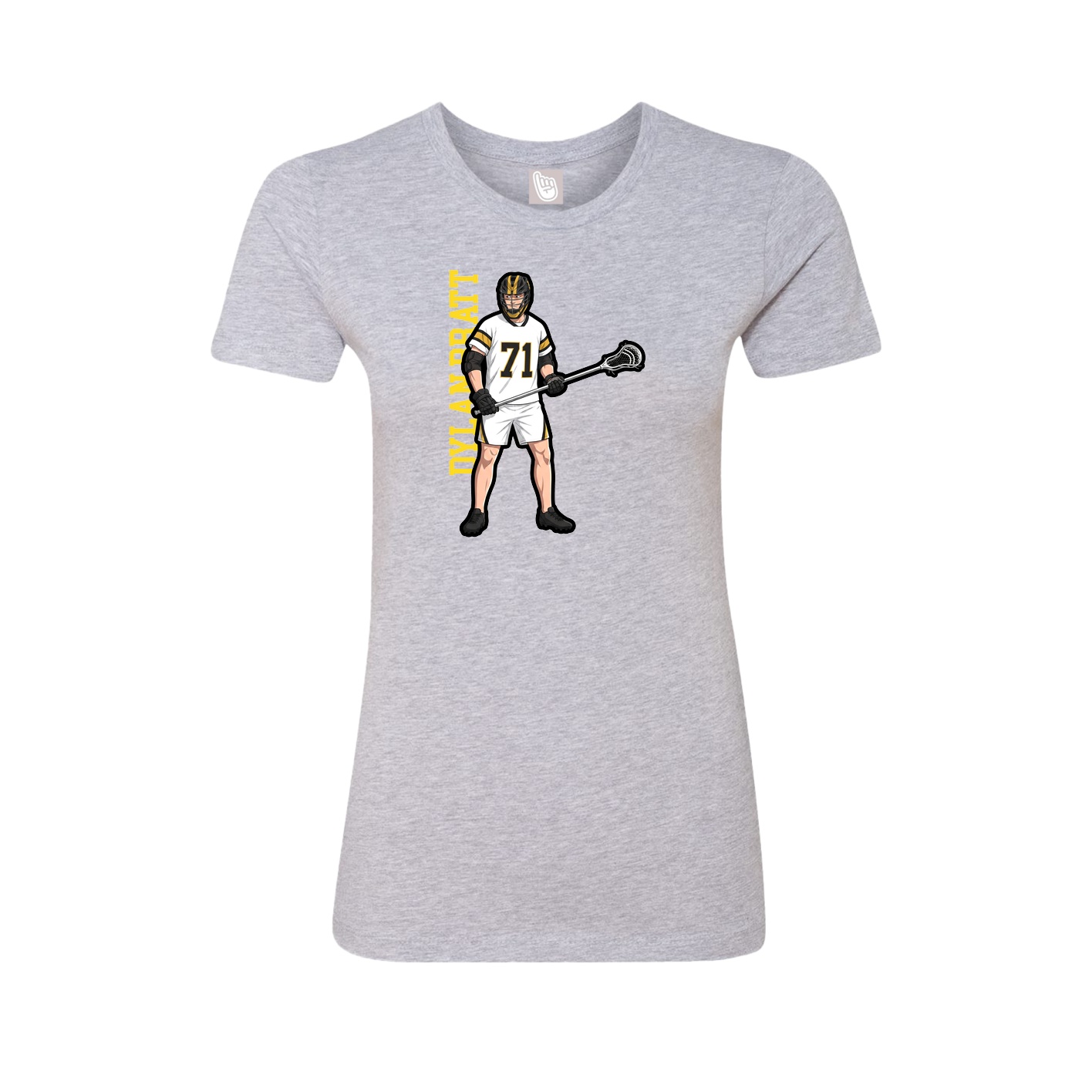 Fitted Women's Tee — Name Vertical in Grey