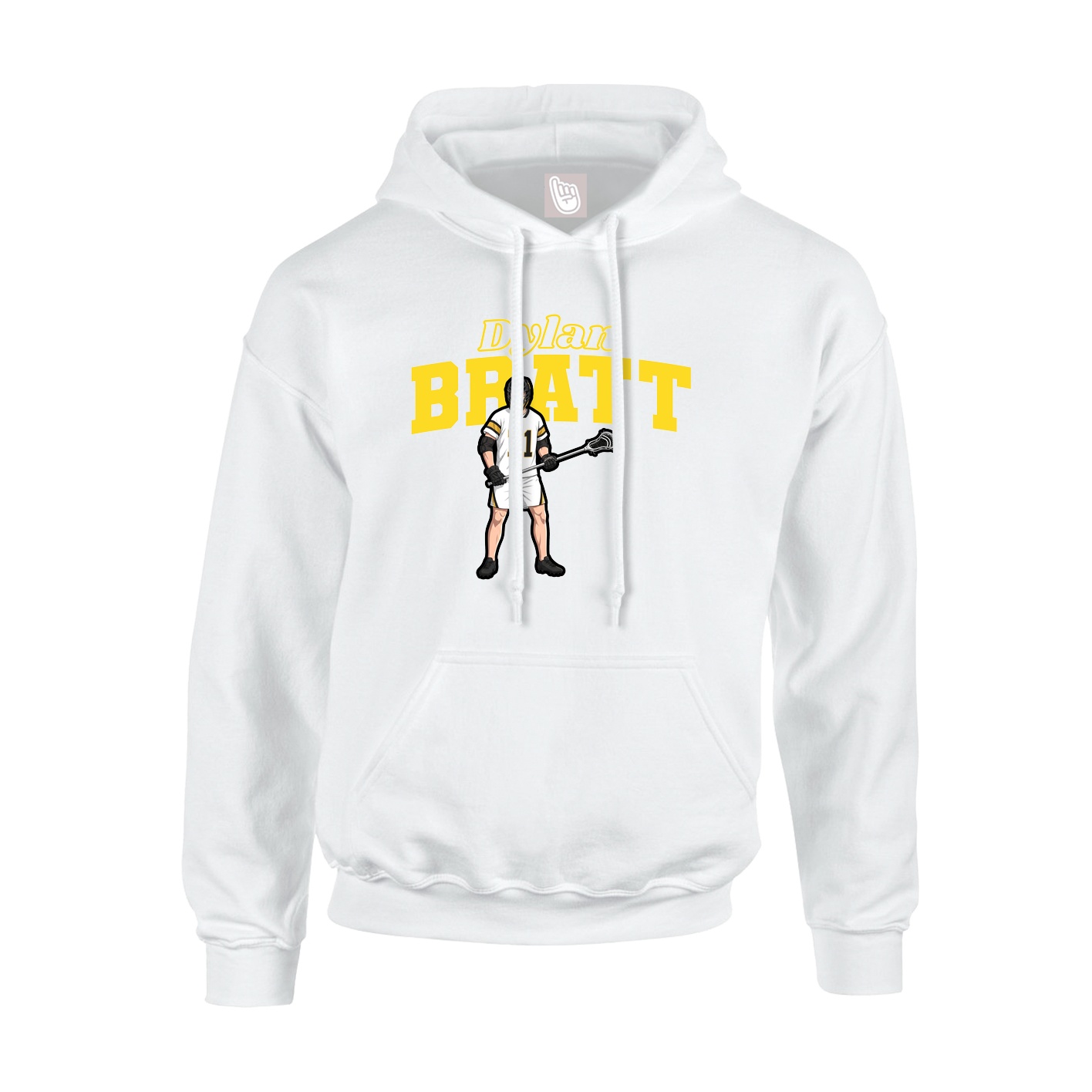 Youth Hoodie — Name Arch in White