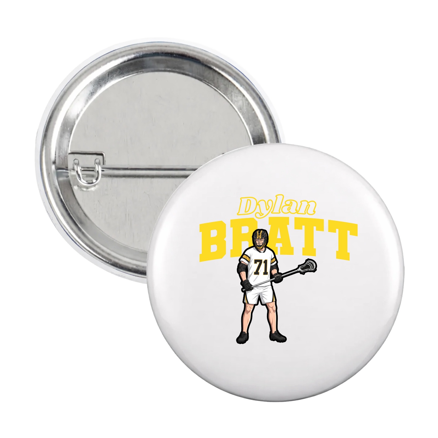 Game Day Button — Name Arch in White