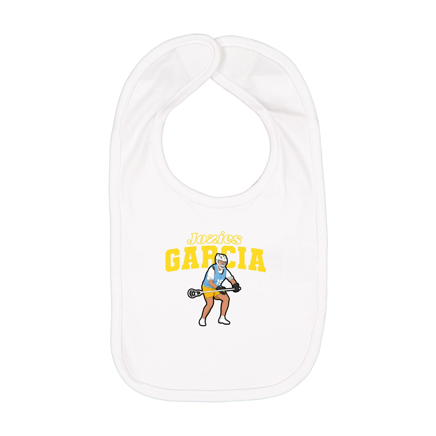Infant Bib — Name Arch in White
