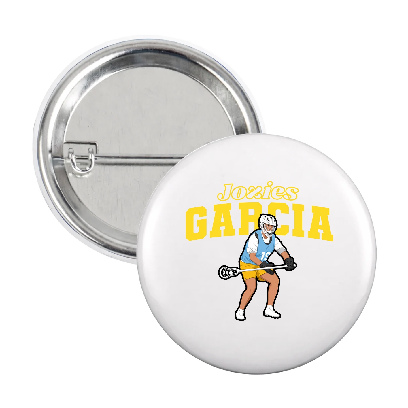 Game Day Button — Name Arch in White