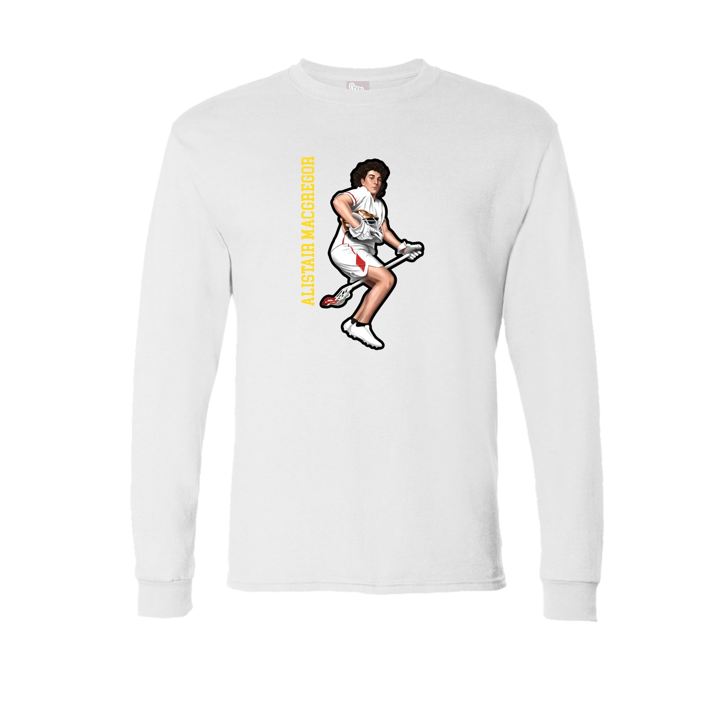 Long Sleeve Tee — Name Vertical in White