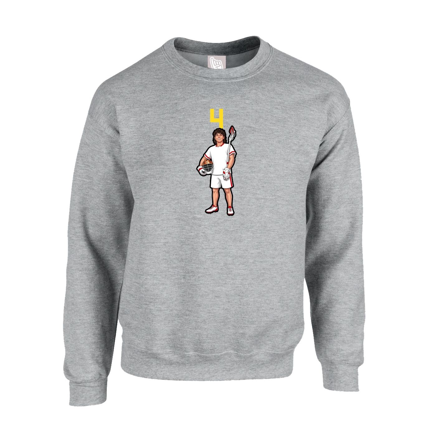 Fleece Crew — Number Top in Grey