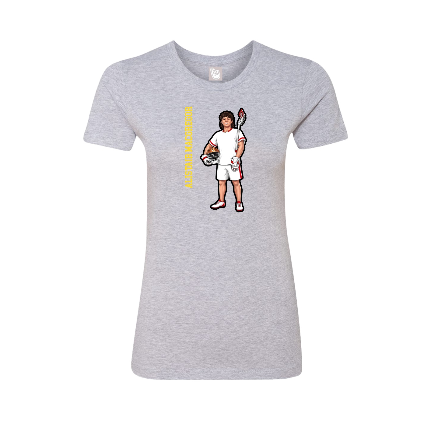 Fitted Women's Tee — Name Vertical in Grey
