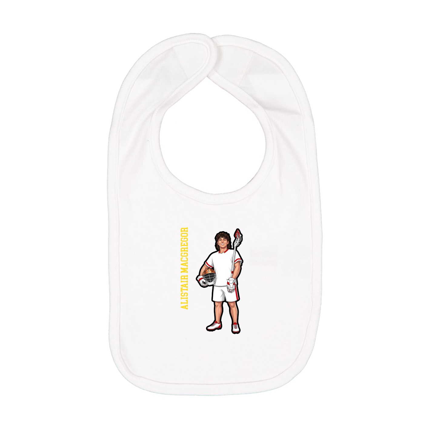 Infant Bib — Name Vertical in White