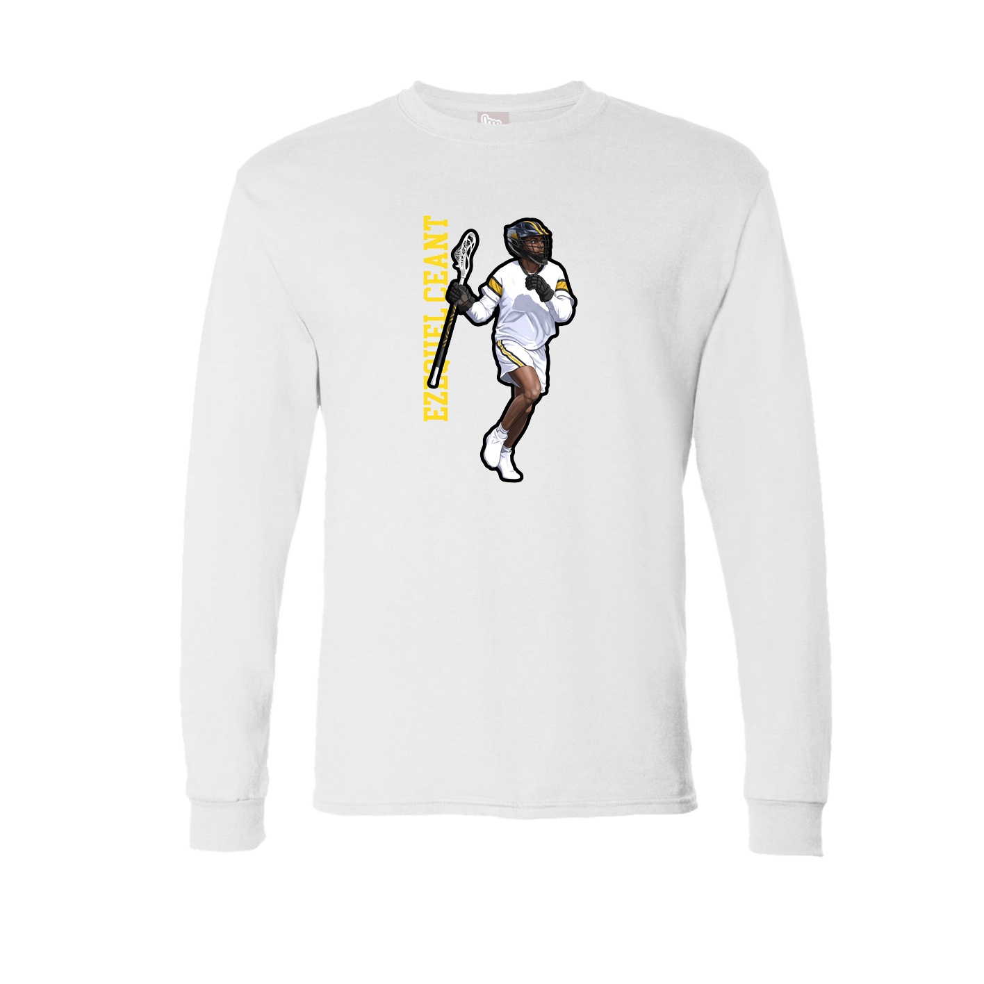 Long Sleeve Tee — Name Vertical in White