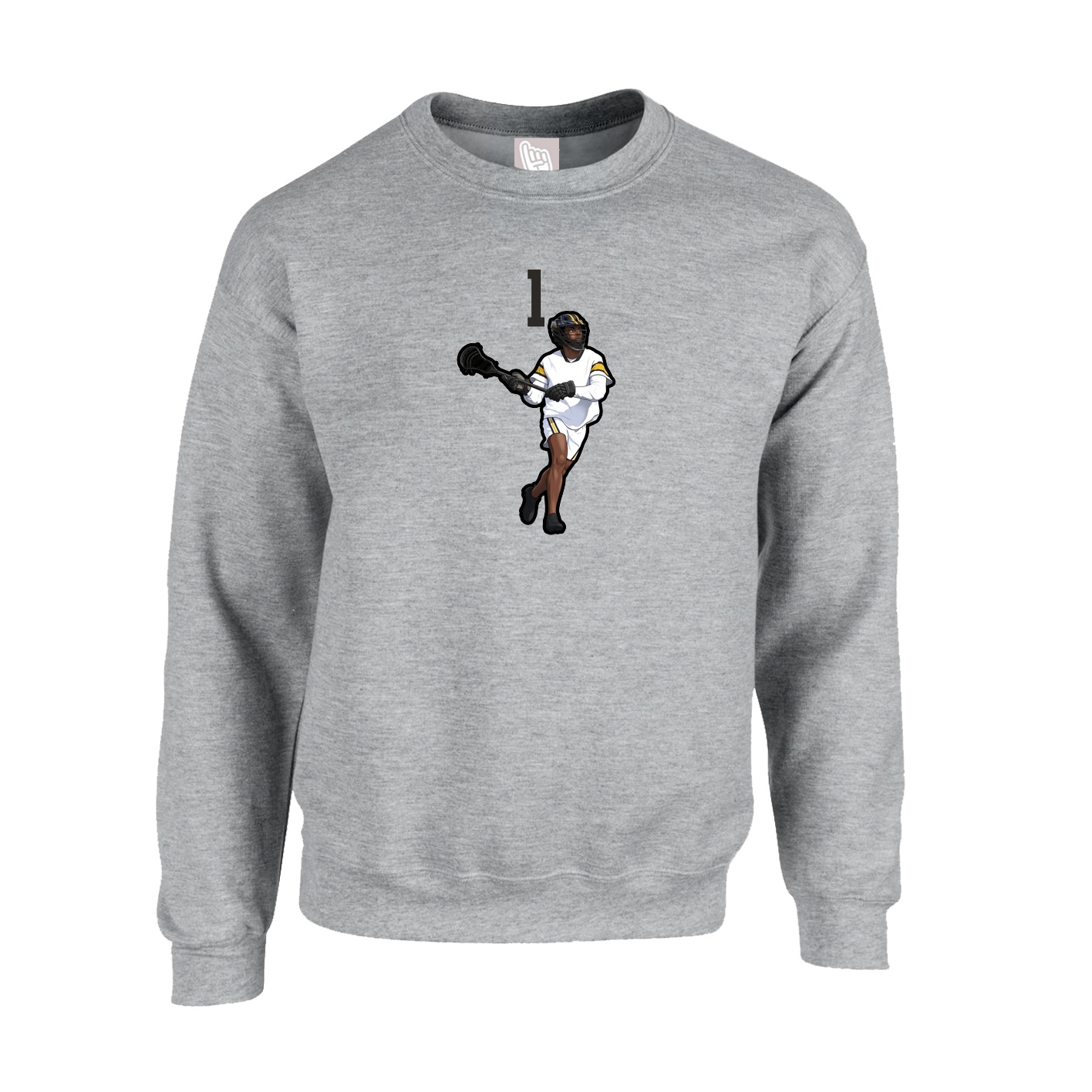 Fleece Crew — Number Top in Grey