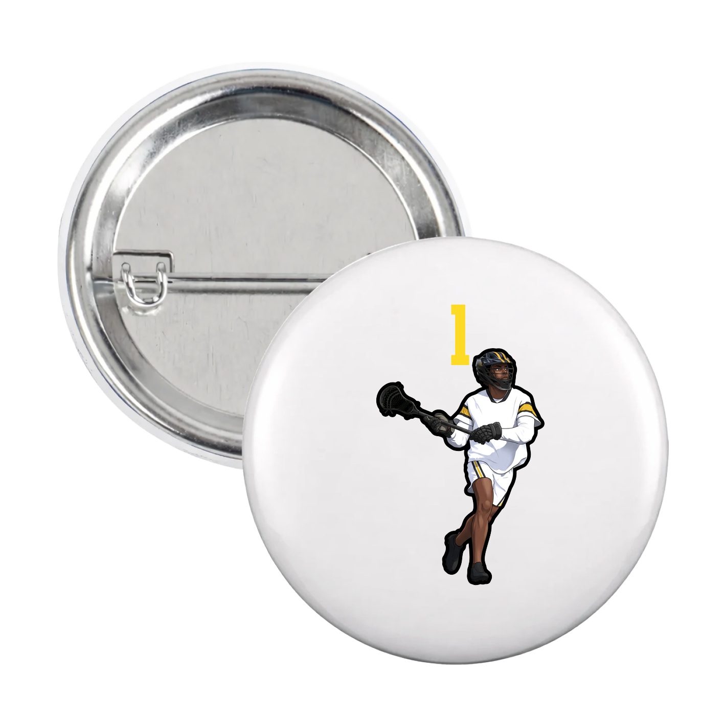 Game Day Button — Number Top in White
