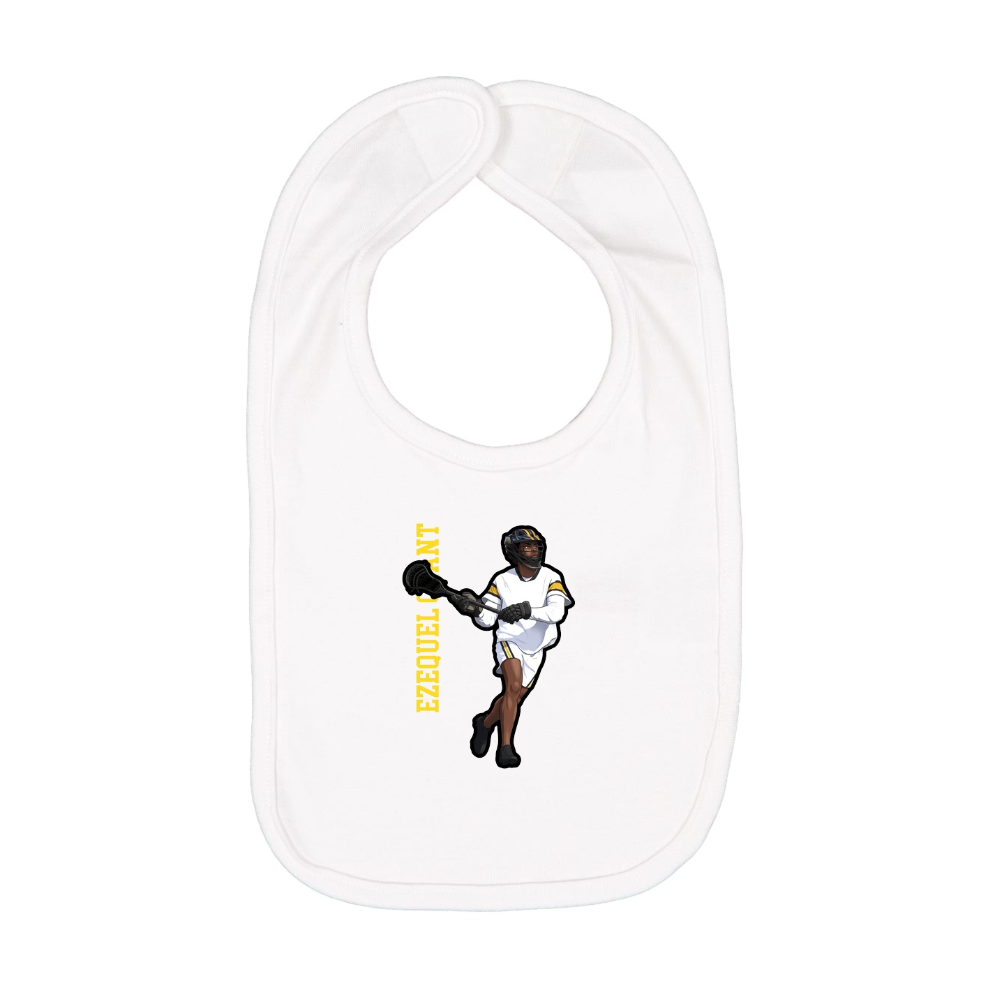 Infant Bib — Name Vertical in White