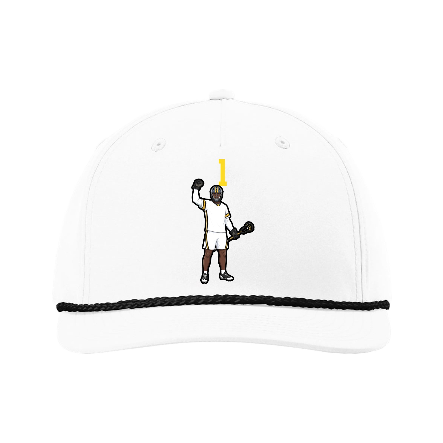 Five-Panel Classic Rope Cap — Number Top in White