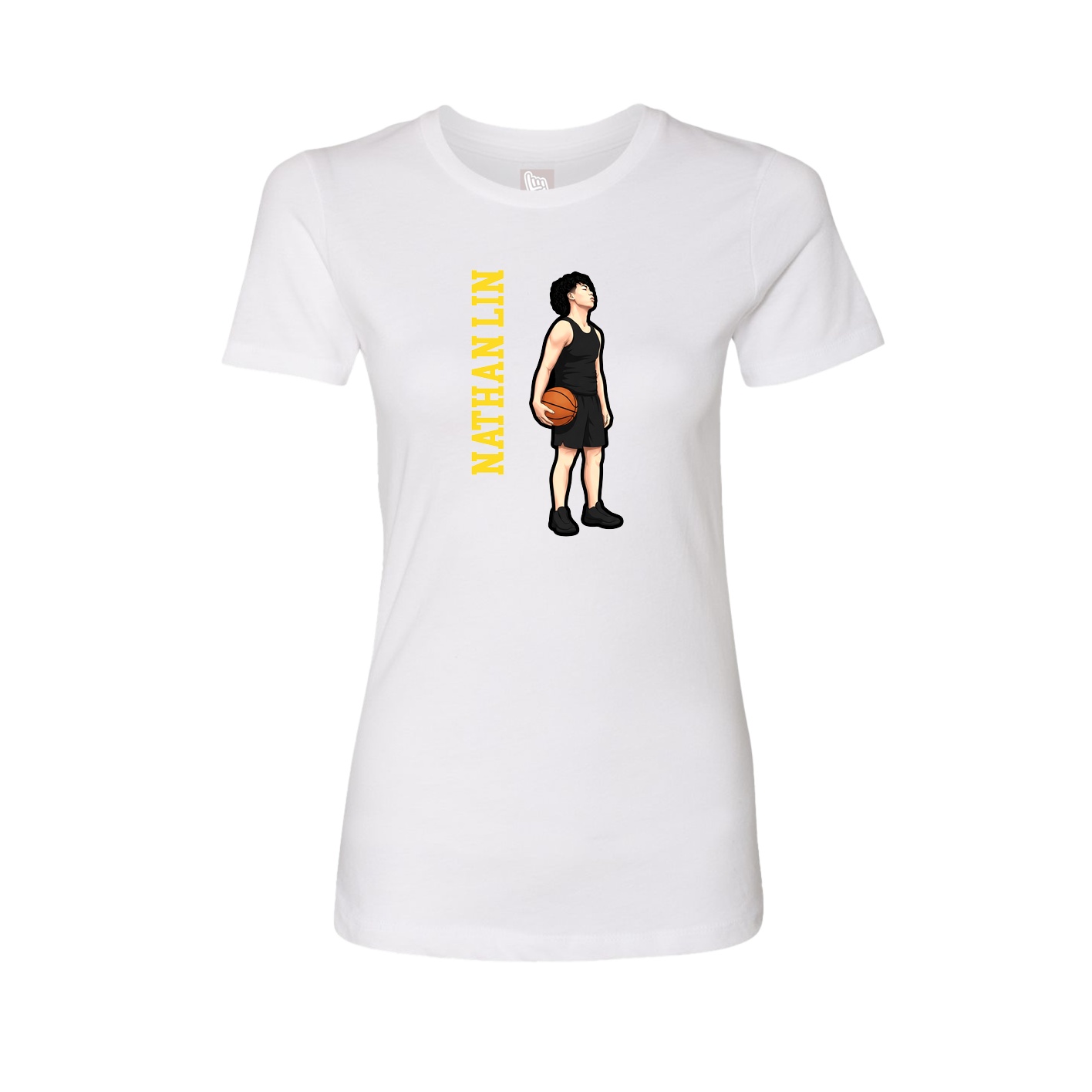 Fitted Women's Tee — Name Vertical in White