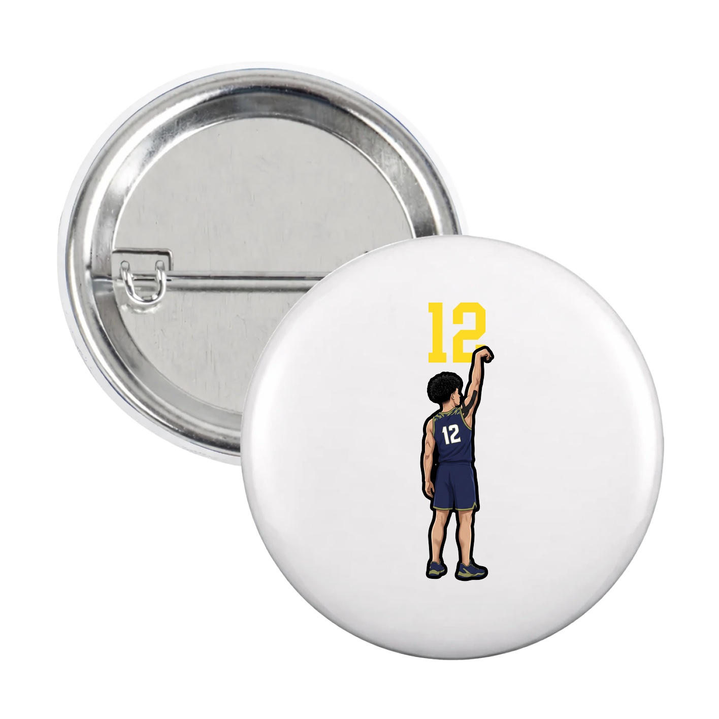 Game Day Button — Number Top in White