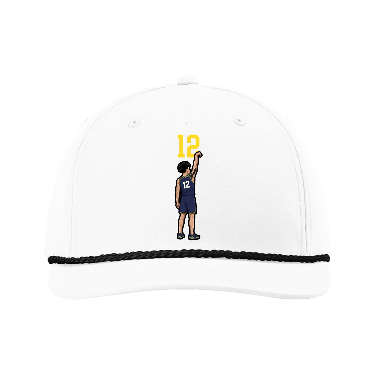 Five-Panel Classic Rope Cap — Number Top in White