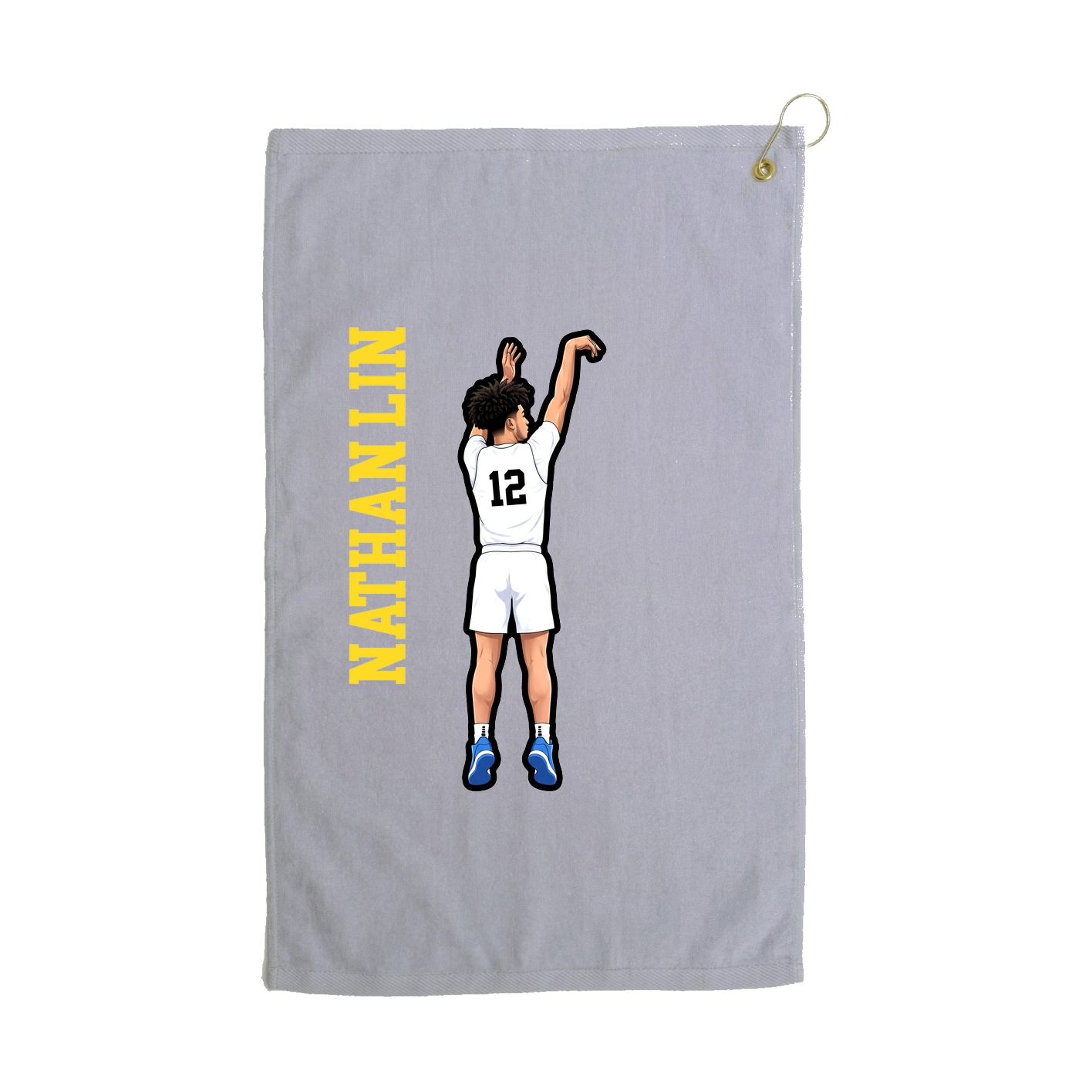 Golf Towel — Name Vertical in Grey