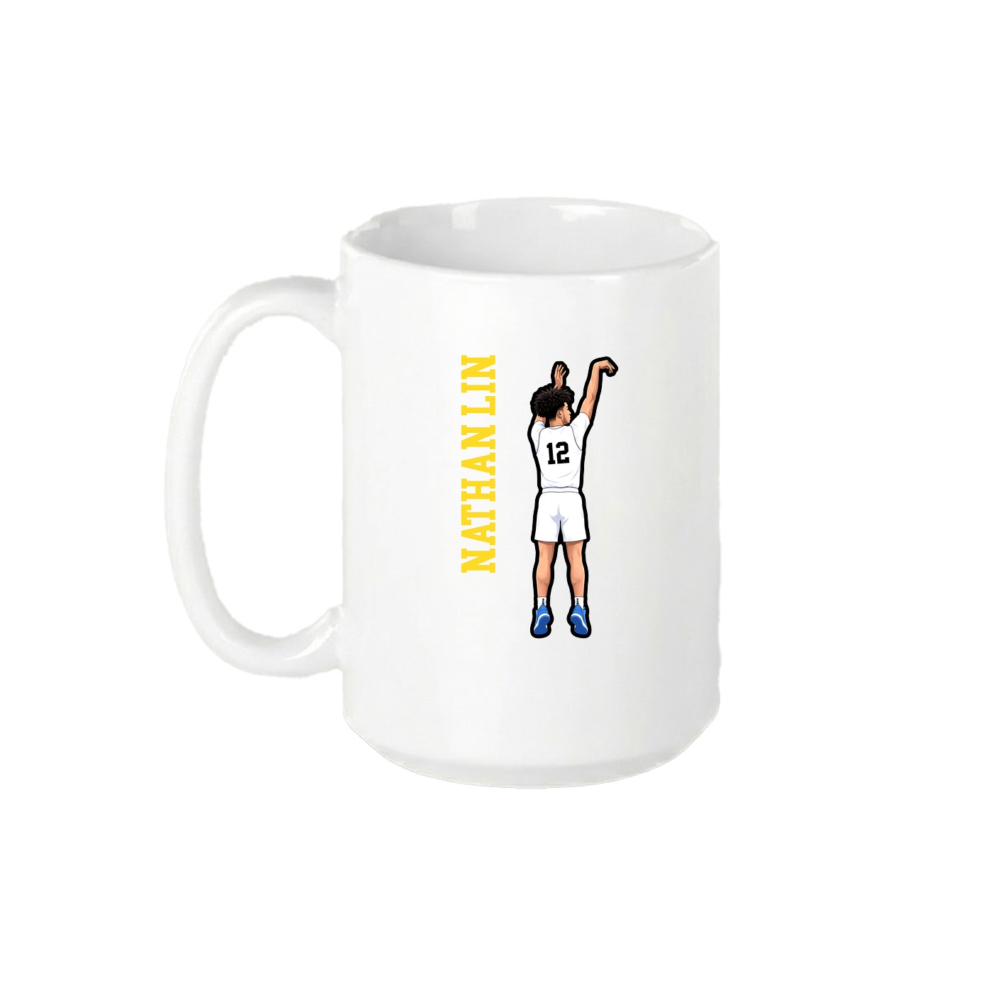 15oz Coffee Mug — Name Vertical in White