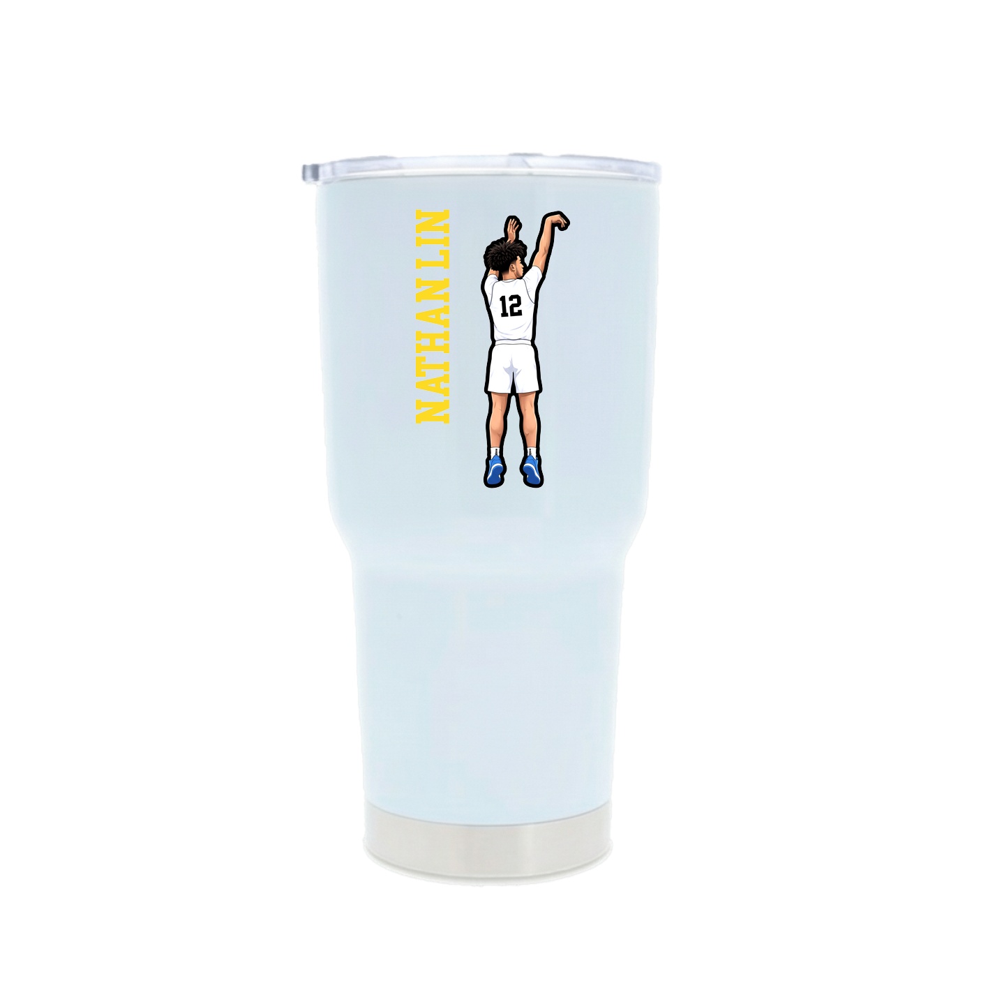 30oz Stainless Steel Tumbler — Name Vertical in White