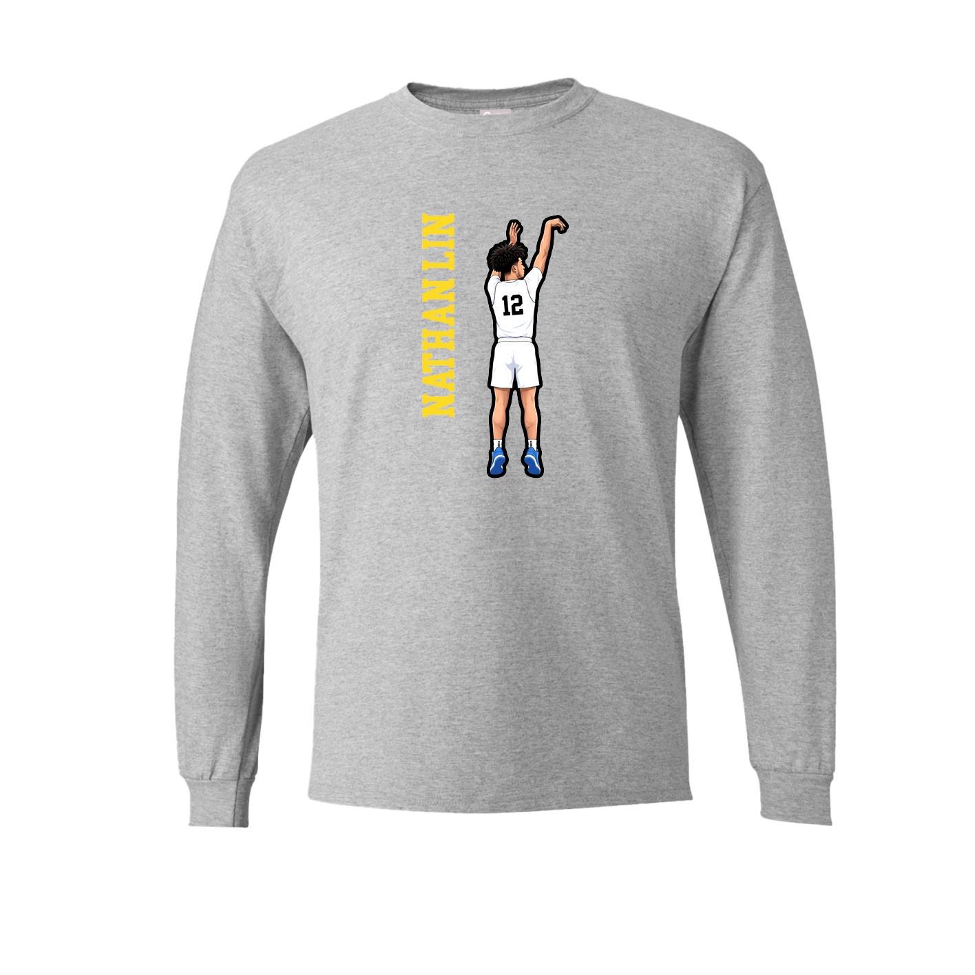 Long Sleeve Tee — Name Vertical in Grey