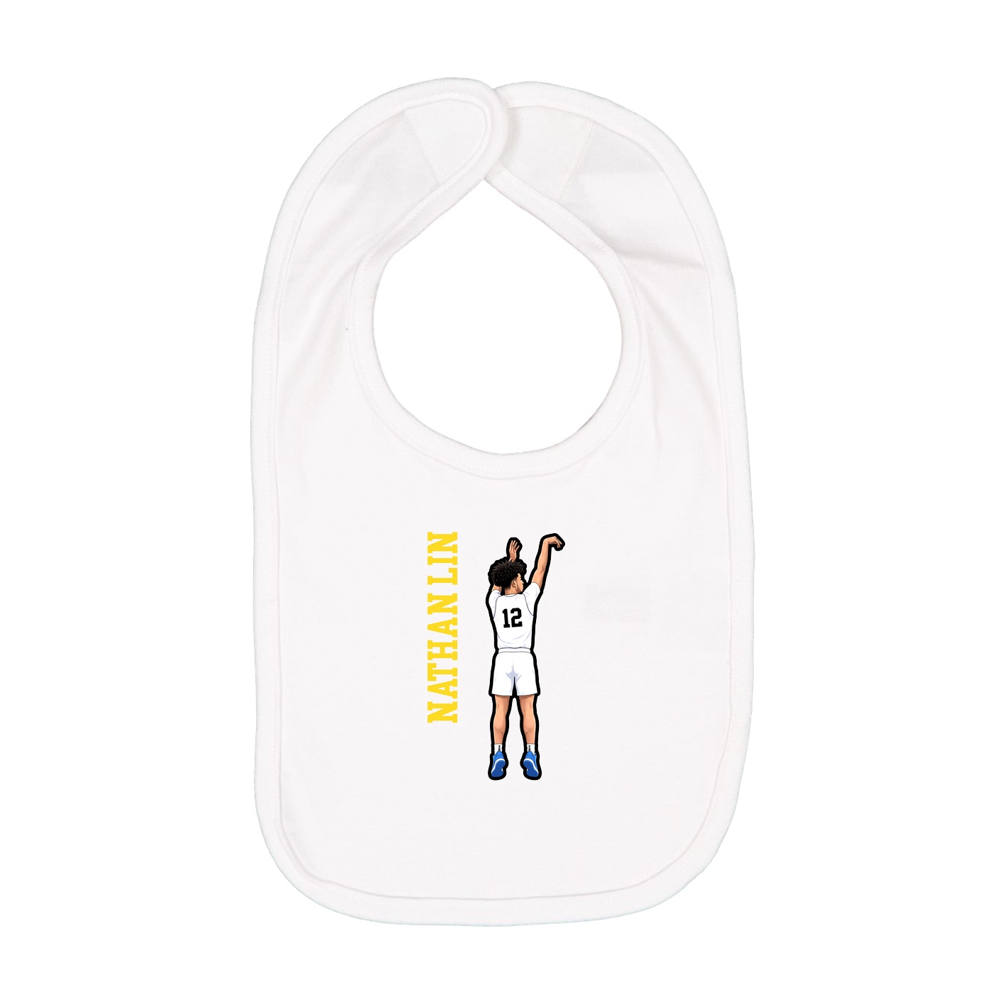 Infant Bib — Name Vertical in White