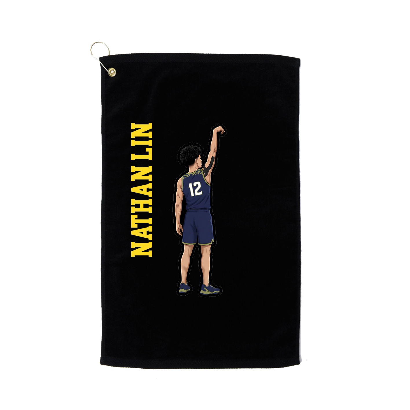 Golf Towel — Name Vertical in Black