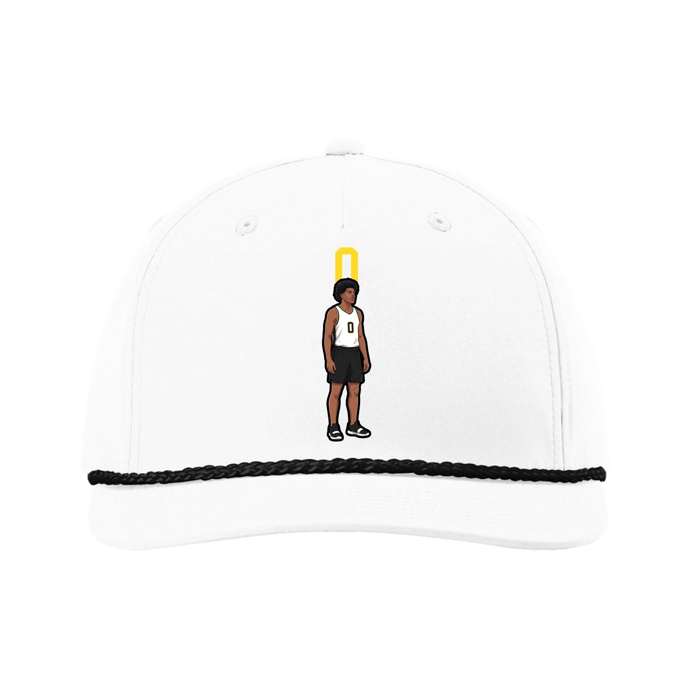Five-Panel Classic Rope Cap — Number Top in White
