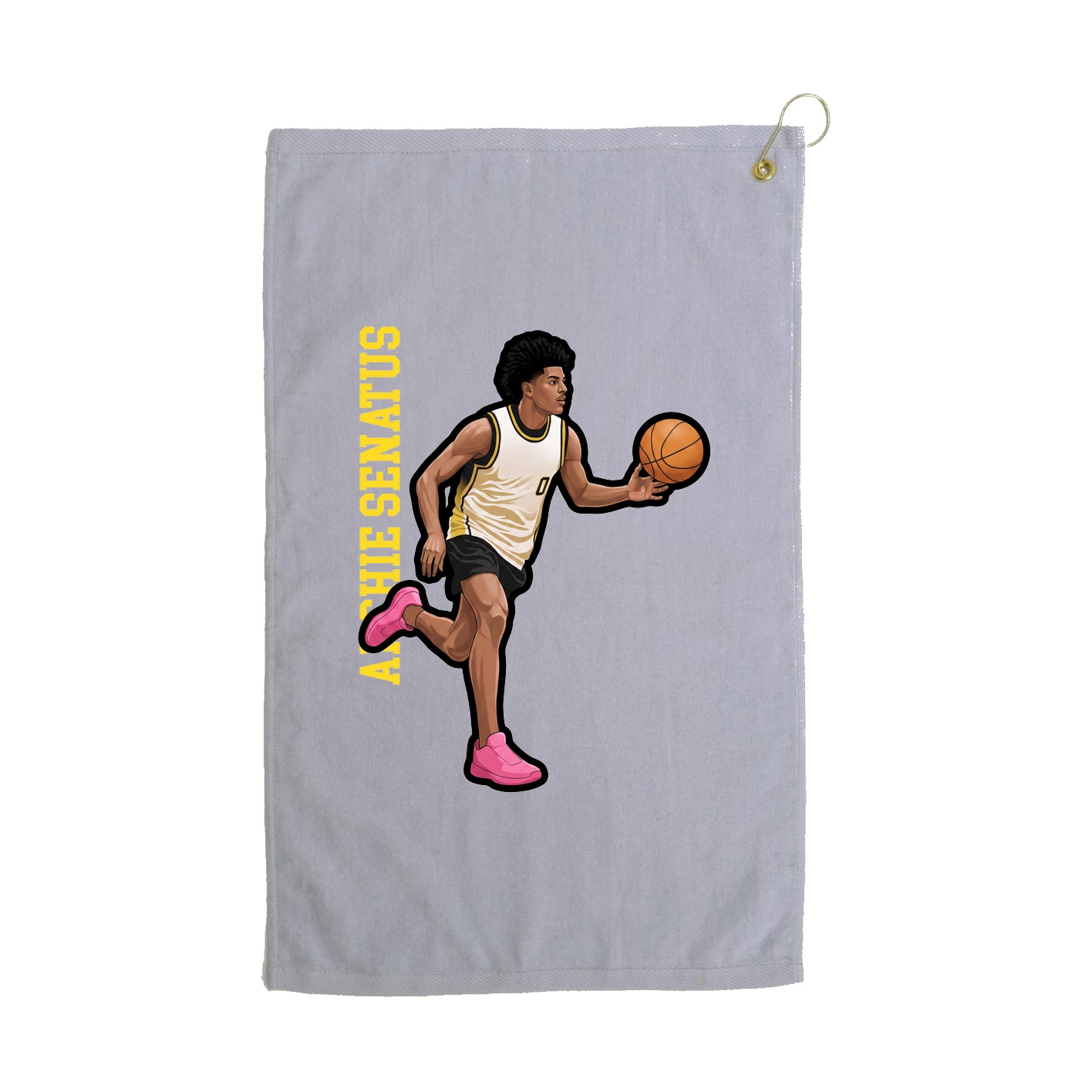 Golf Towel — Name Vertical in Grey