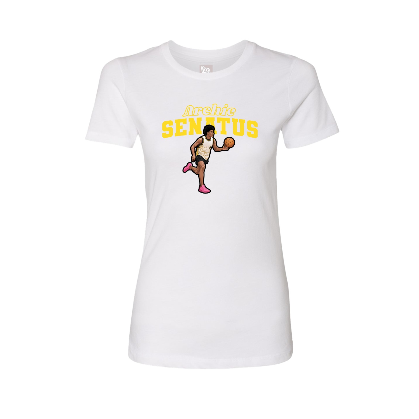 Fitted Women's Tee — Name Arch in White