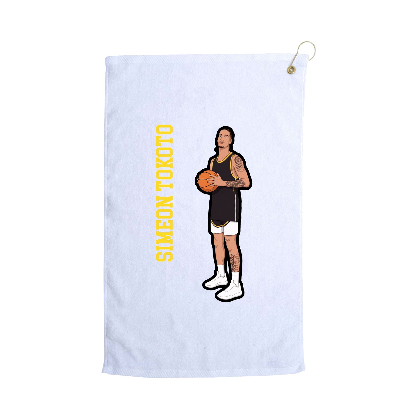 Golf Towel — Name Vertical in White