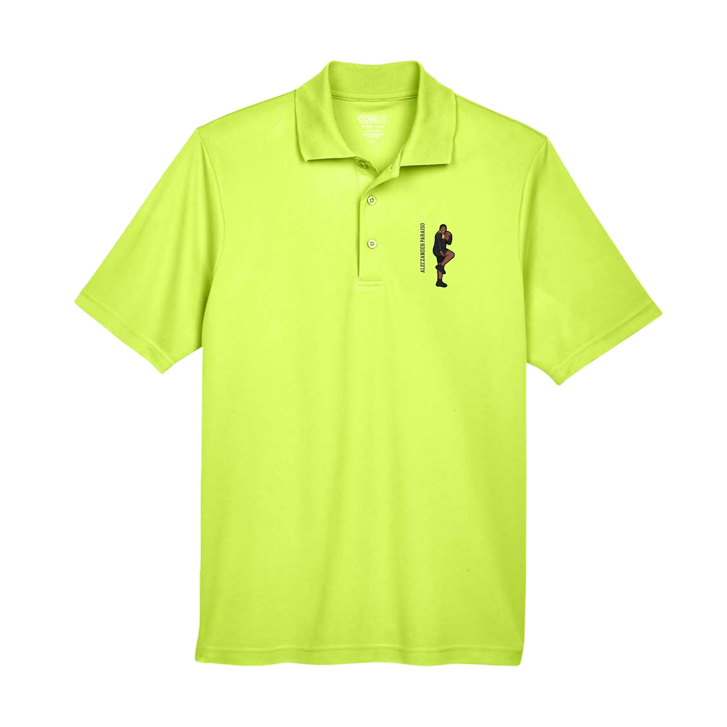 Performance Polo — Name Vertical in Yellow