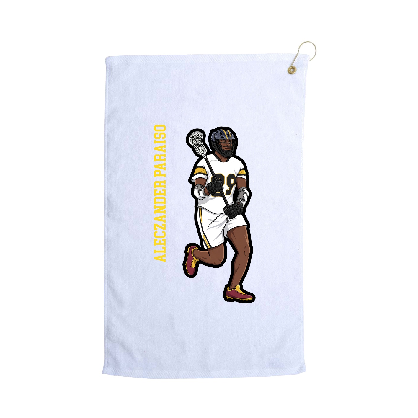 Golf Towel — Name Vertical in White