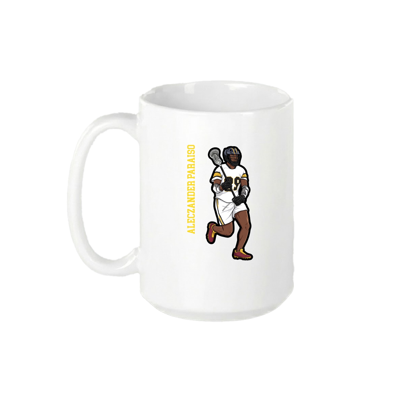 15oz Coffee Mug — Name Vertical in White