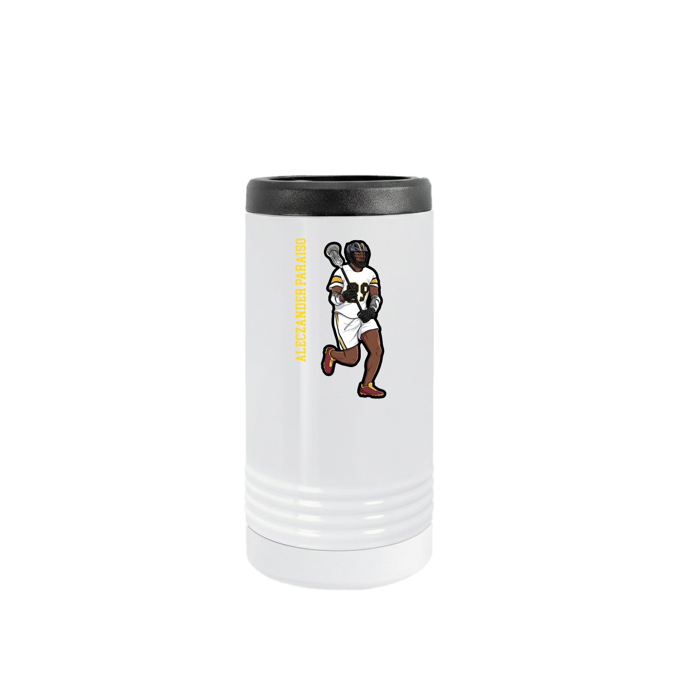 Slim Beverage Holder — Name Vertical in White