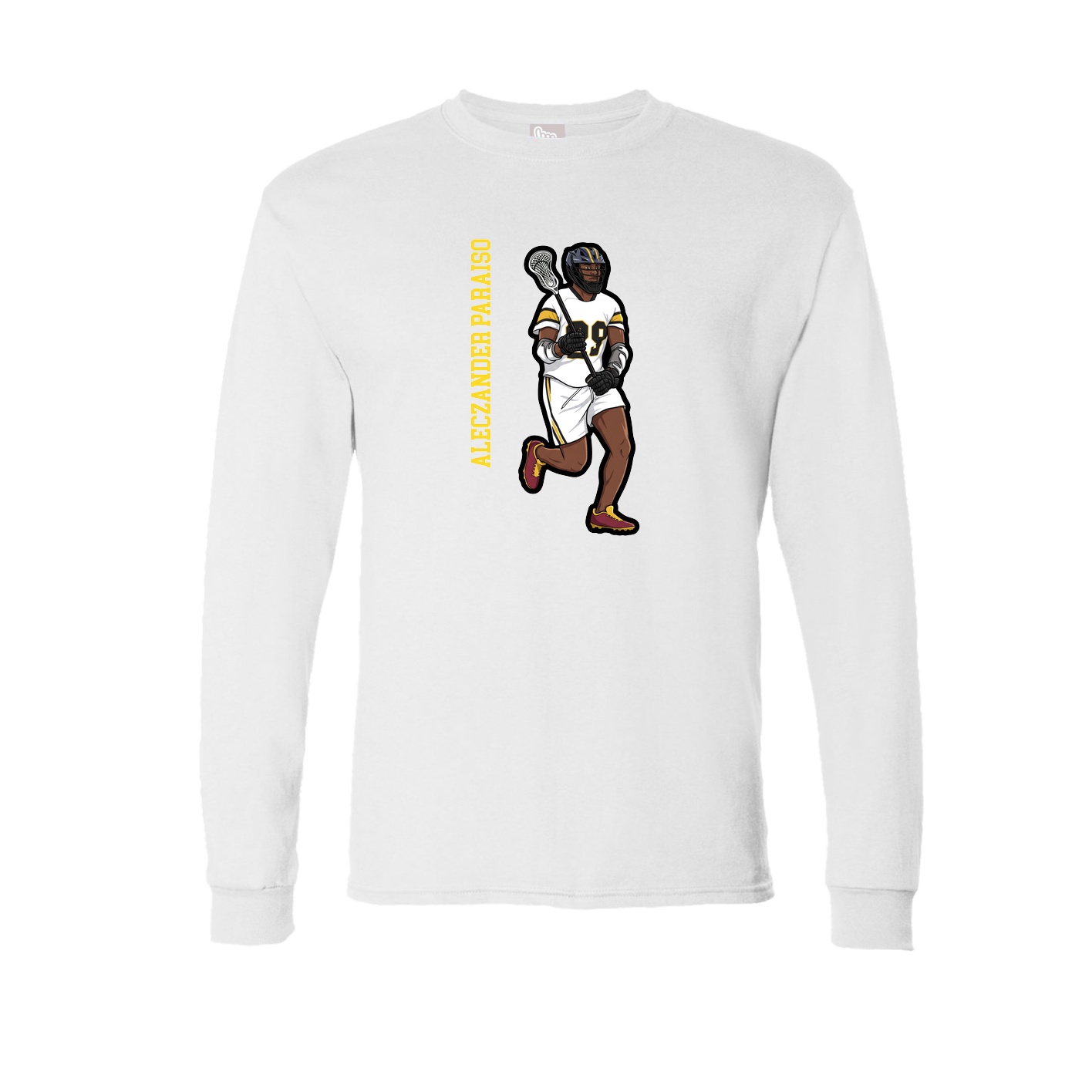 Long Sleeve Tee — Name Vertical in White
