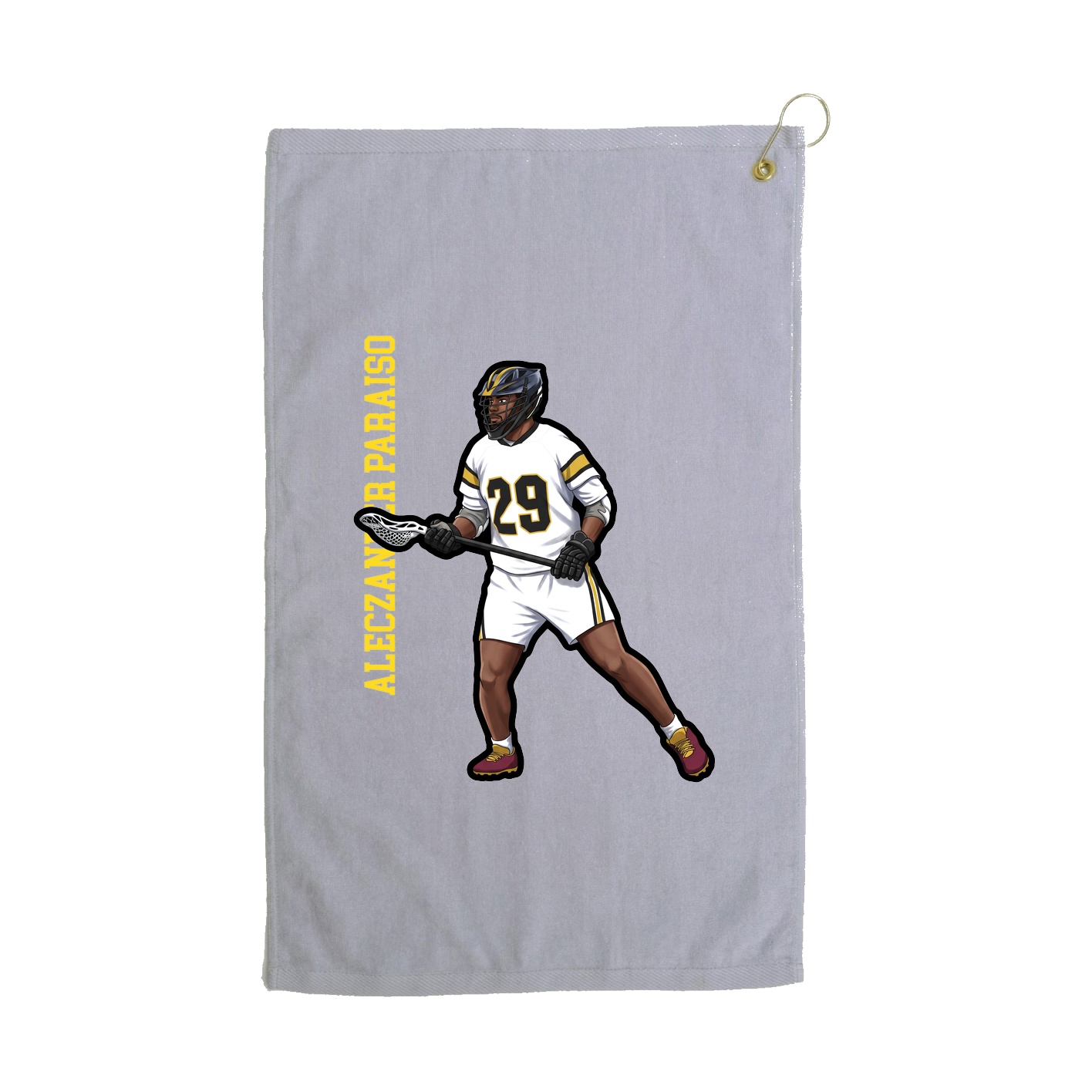 Golf Towel — Name Vertical in Grey