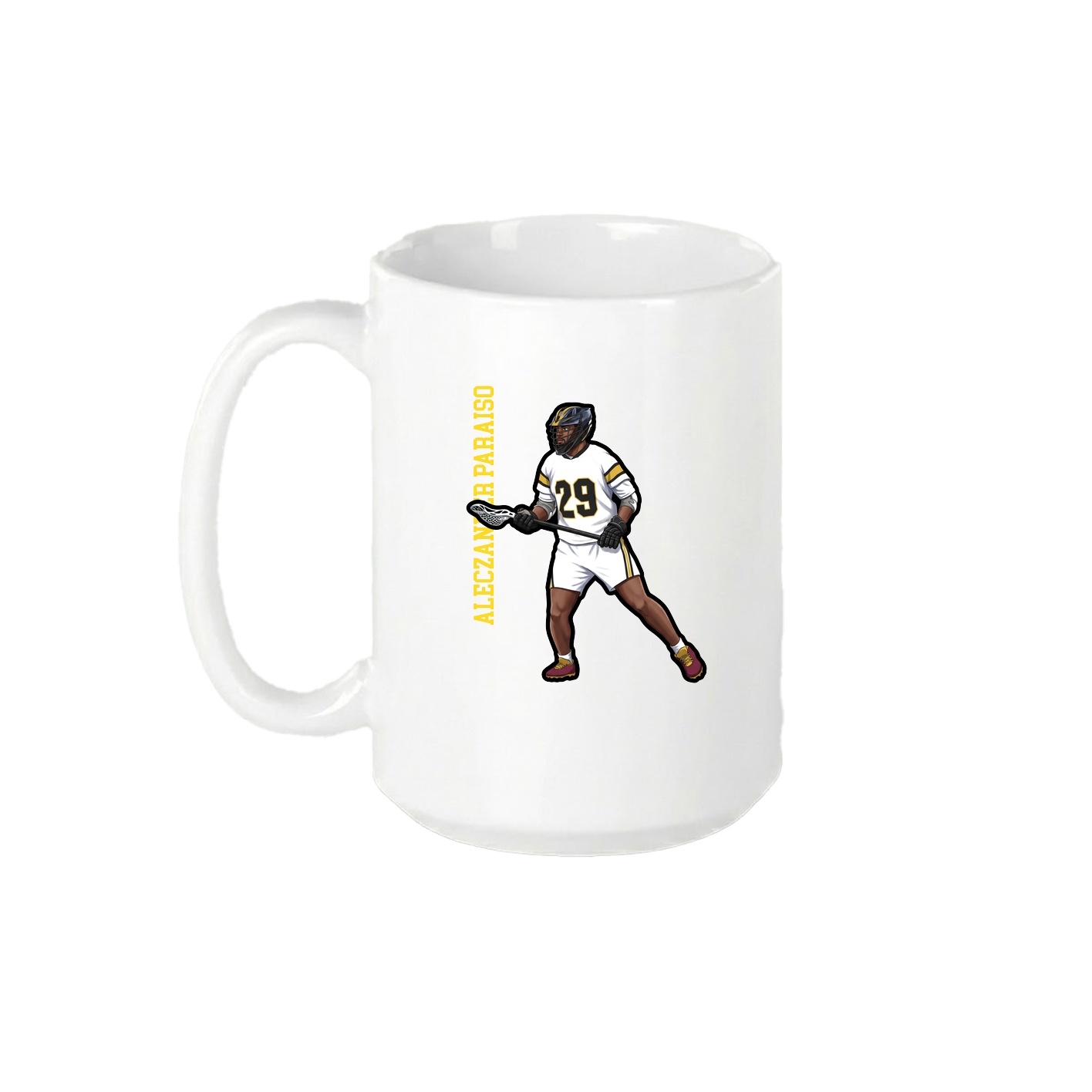 15oz Coffee Mug — Name Vertical in White
