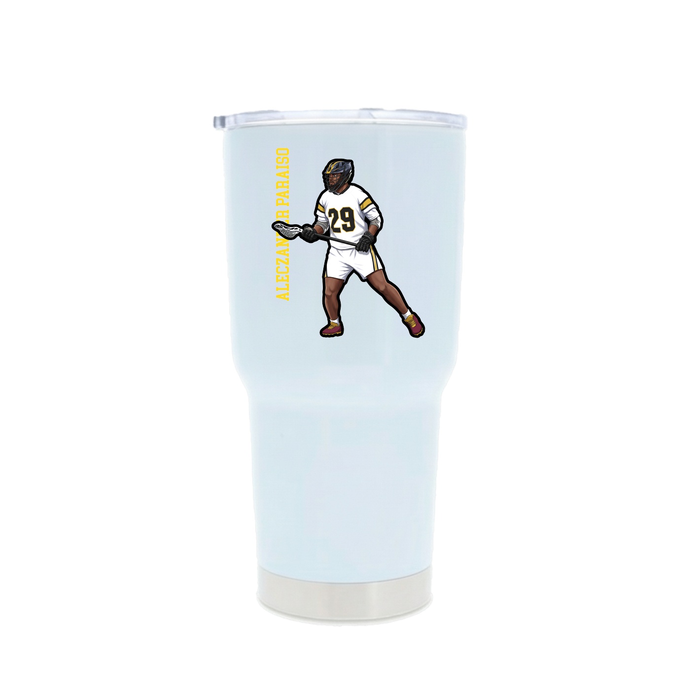 30oz Stainless Steel Tumbler — Name Vertical in White