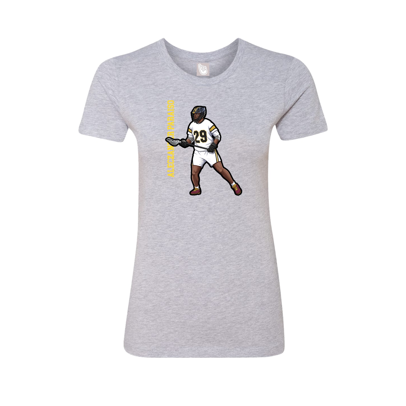 Fitted Women's Tee — Name Vertical in Grey