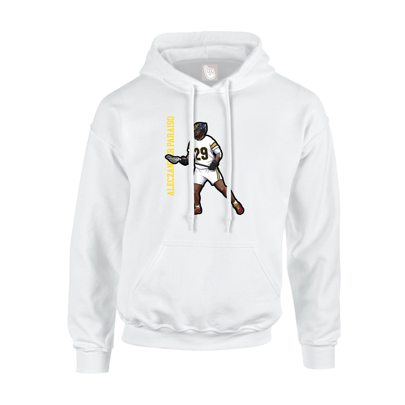Youth Hoodie — Name Vertical in White