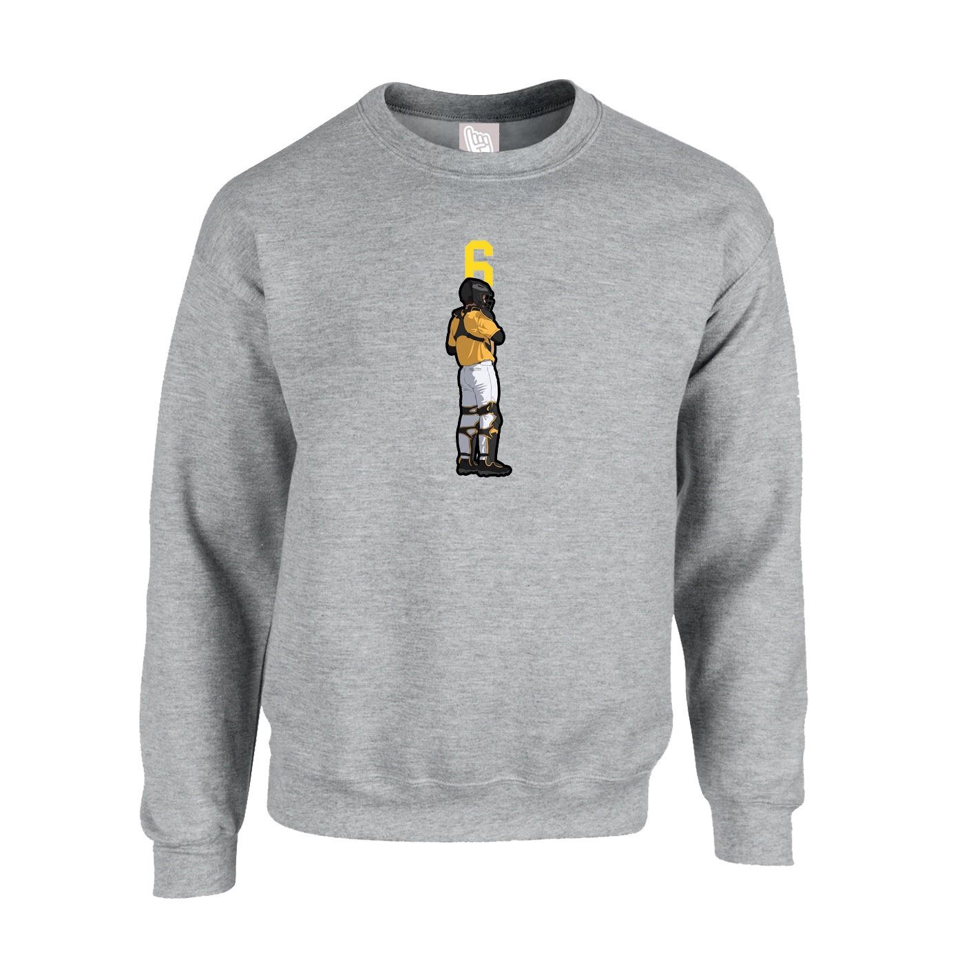 Fleece Crew — Number Top in Grey