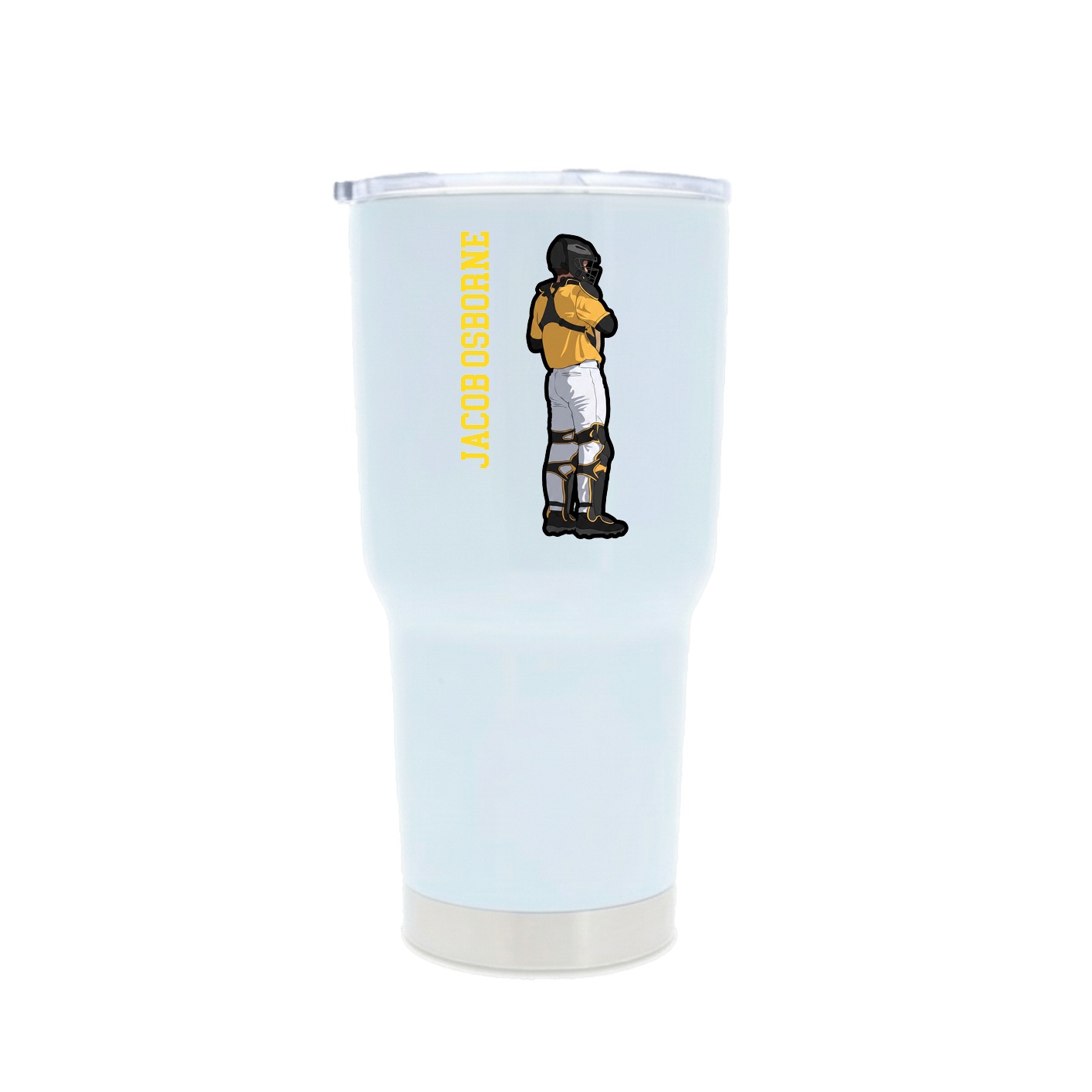 30oz Stainless Steel Tumbler — Name Vertical in White
