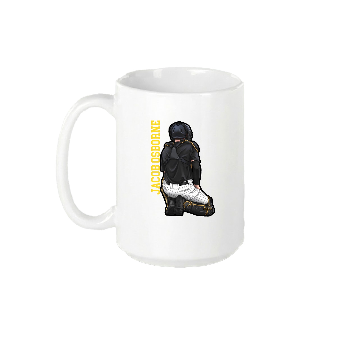 15oz Coffee Mug — Name Vertical in White